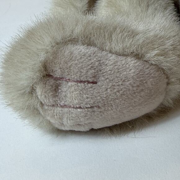 RARE TY Classic Teddy Bear Light Gray Brown with Maroon Navy Striped‎ Bow - Picture 9 of 10